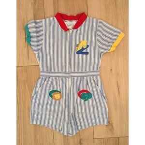Vintage Colourblock Letter Zoo Toddler Short Jumpsuit